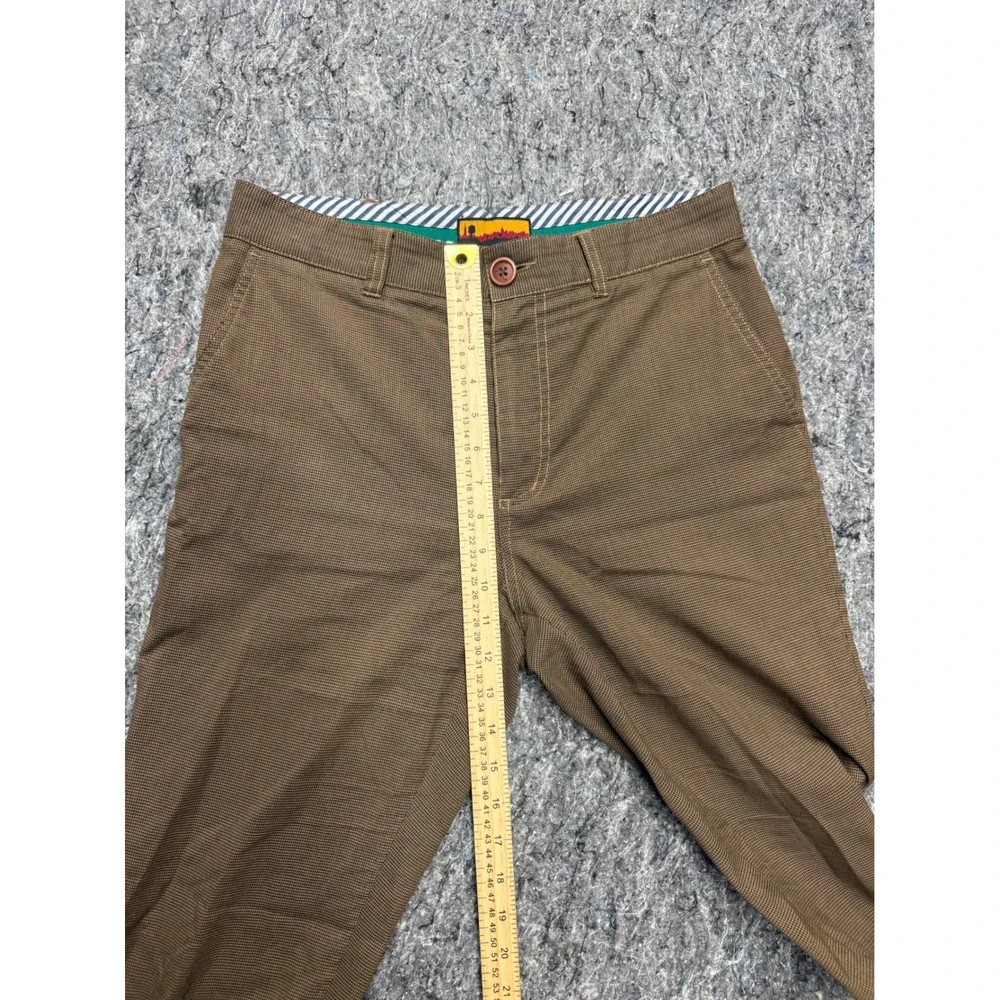 Brooklyn Industries Mens Brown Micro Check Chino Pants Size 30 Straight Leg